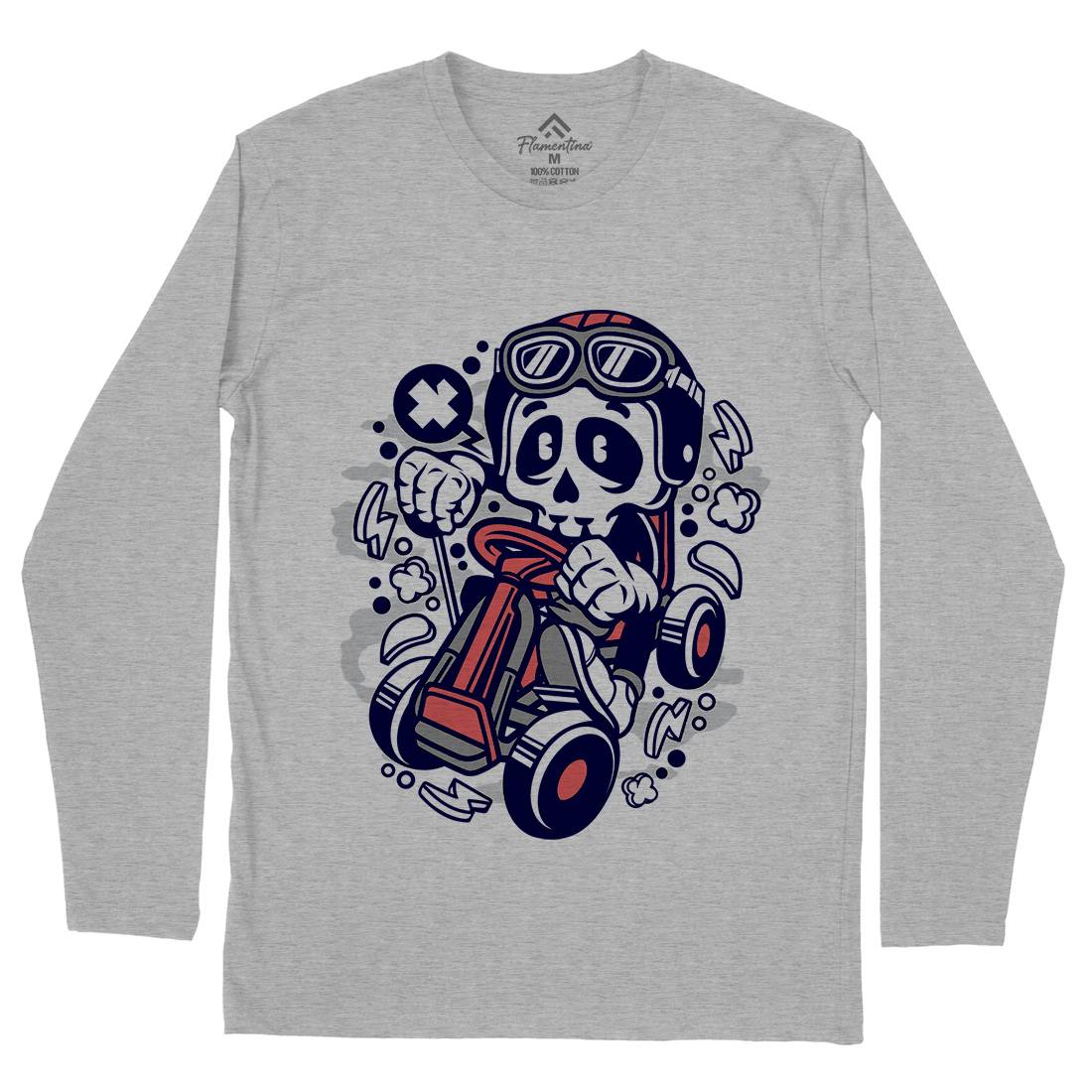 Go-Kart Skull Mens Long Sleeve T-Shirt Sport C124