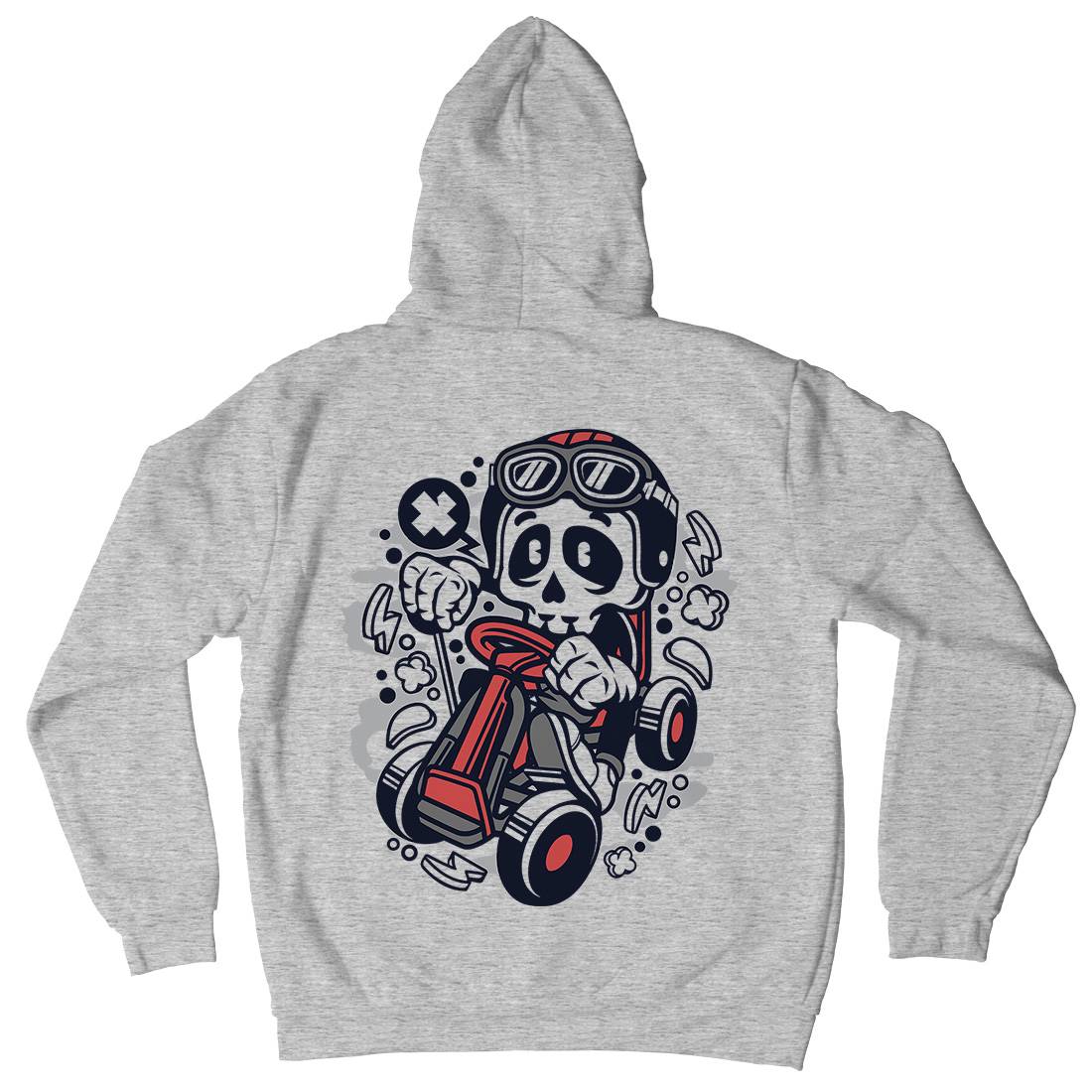 Go-Kart Skull Mens Hoodie With Pocket Sport C124