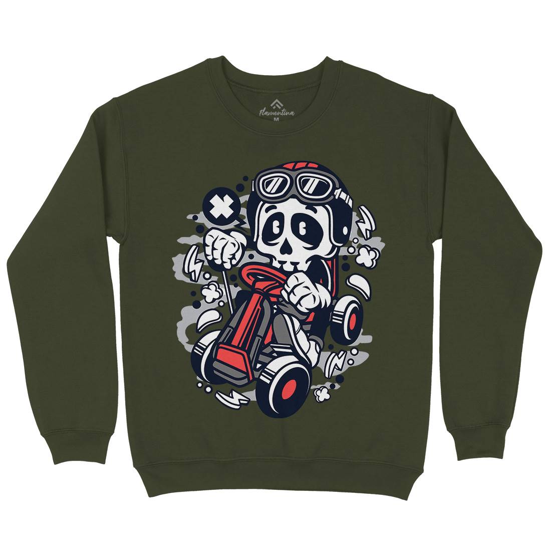 Go-Kart Skull Mens Crew Neck Sweatshirt Sport C124