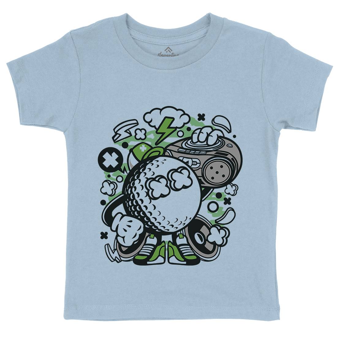 Golf Boombox Beat Kids Organic Crew Neck T-Shirt Sport C125