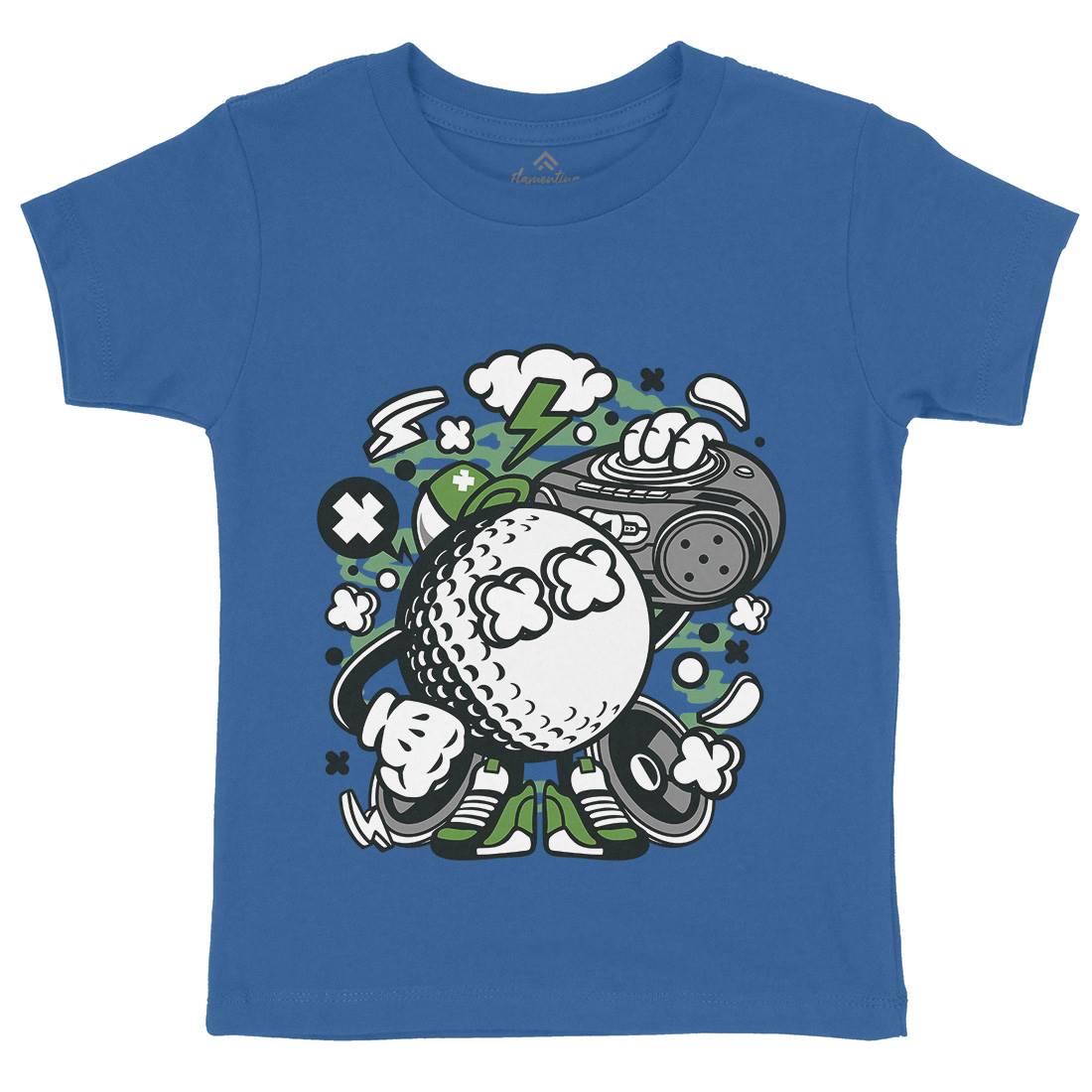 Golf Boombox Beat Kids Organic Crew Neck T-Shirt Sport C125