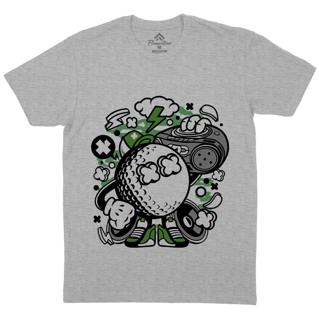 Golf Boombox Beat Mens Organic Crew Neck T-Shirt Sport C125