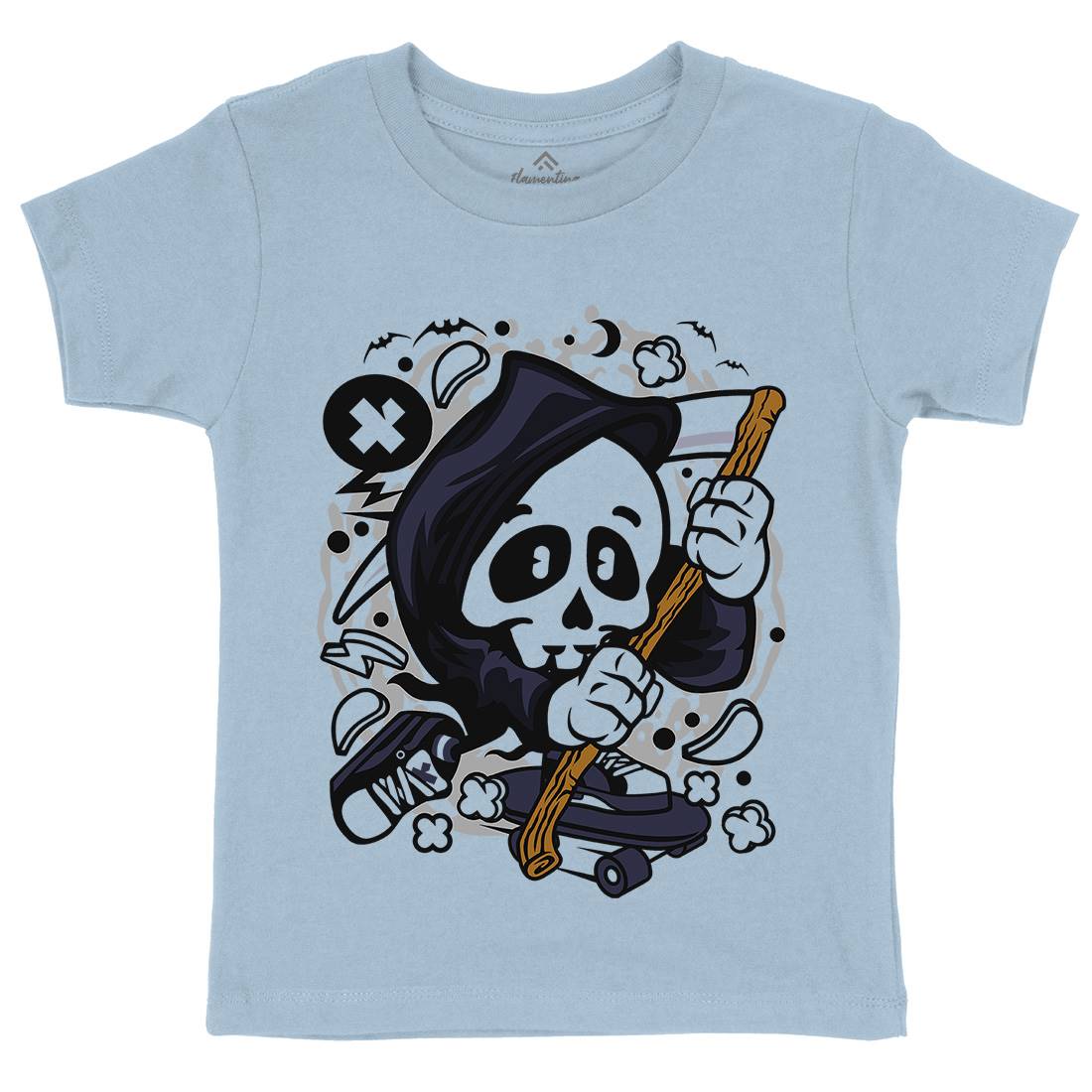 Grim Reaper Skater Kids Crew Neck T-Shirt Skate C130
