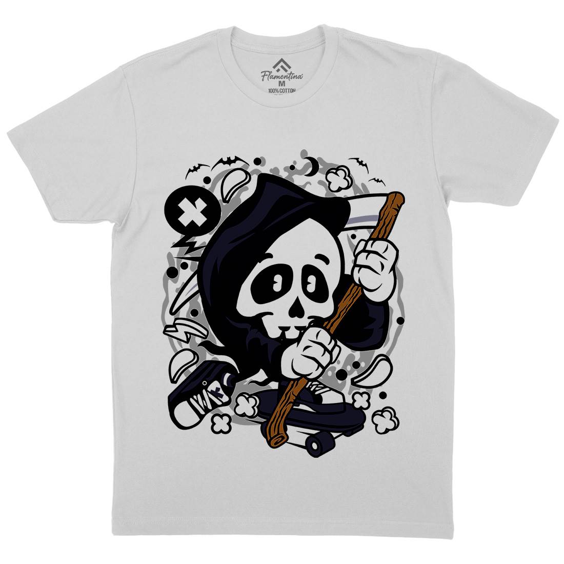 Grim Reaper Skater Mens Crew Neck T-Shirt Skate C130