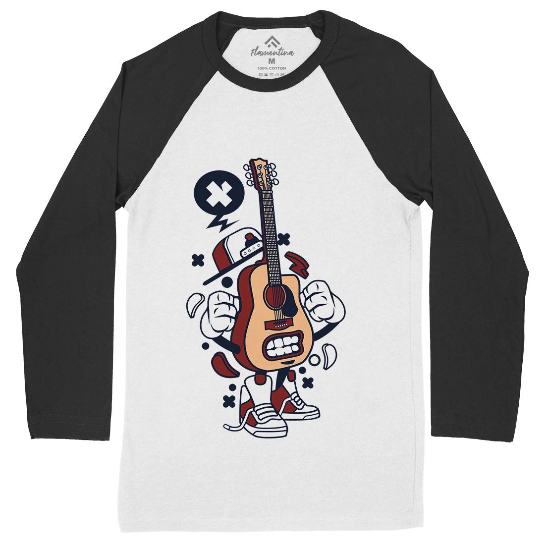 Guitar Mens Long Sleeve Baseball T-Shirt Music C131