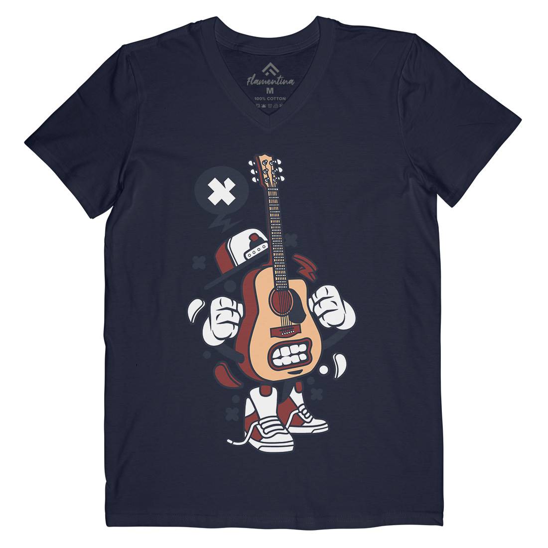 Guitar Mens Organic V-Neck T-Shirt Music C131