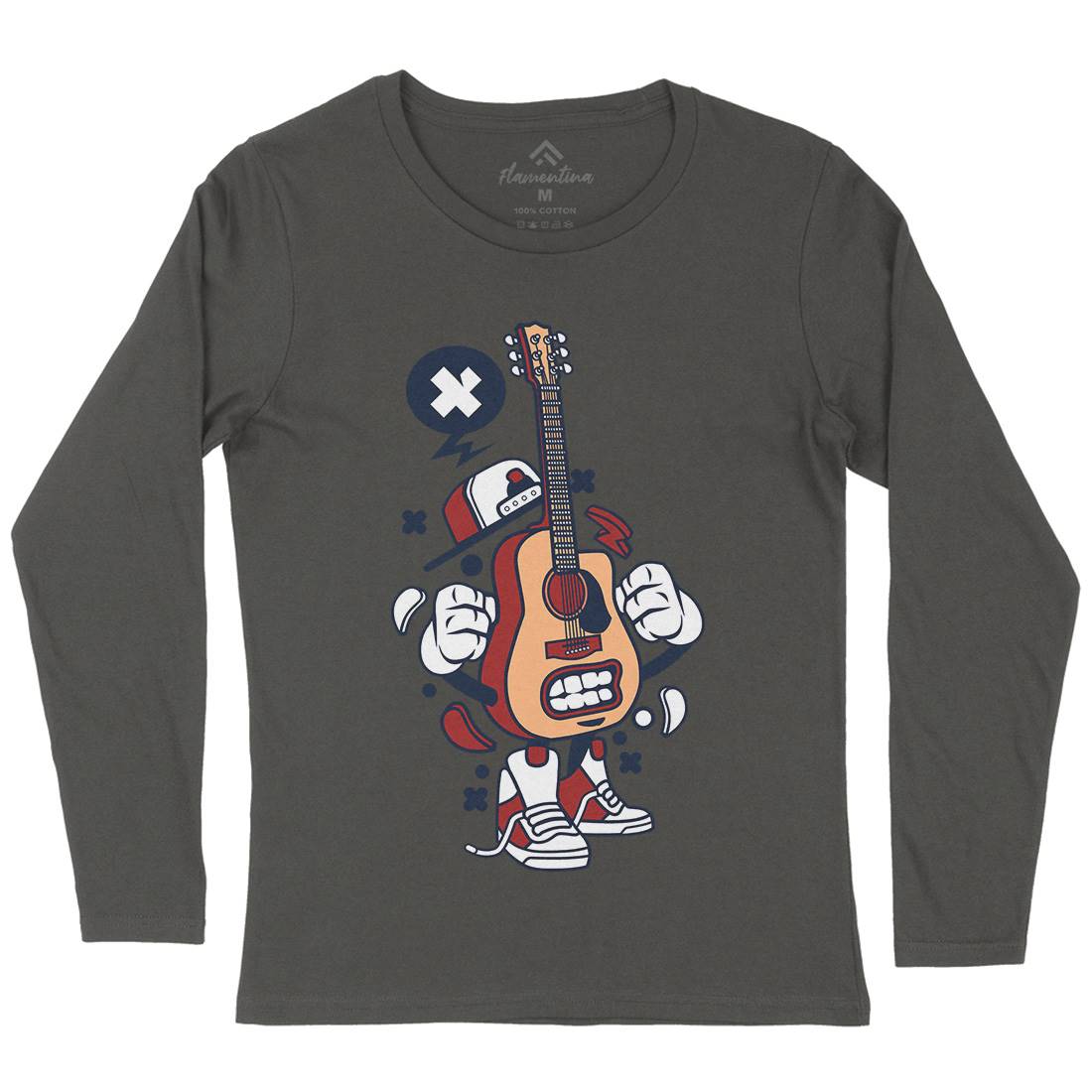 Guitar Womens Long Sleeve T-Shirt Music C131