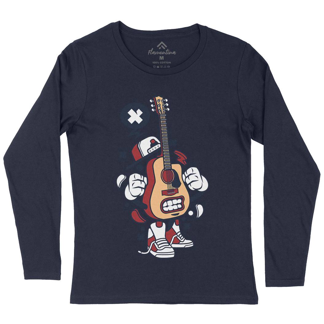 Guitar Womens Long Sleeve T-Shirt Music C131