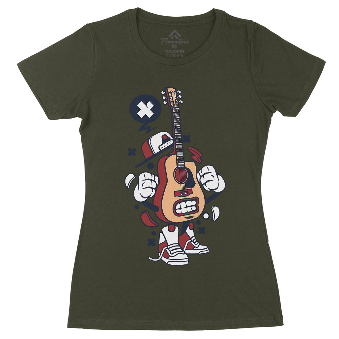 Guitar Womens Organic Crew Neck T-Shirt Music C131