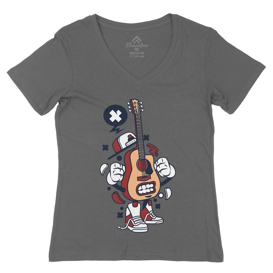 Guitar Womens Organic V-Neck T-Shirt Music C131