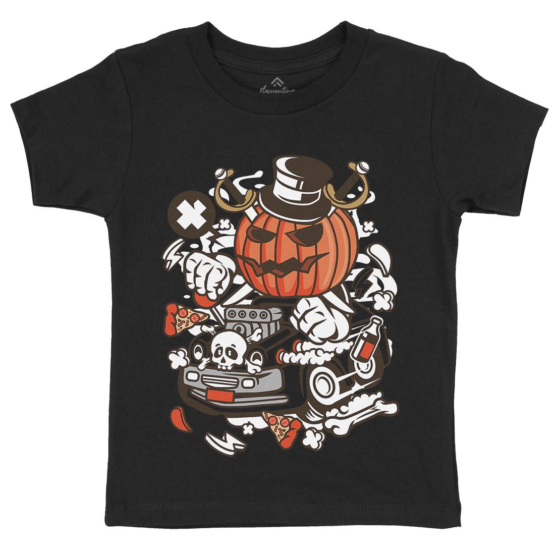 Halloween Hot Rod Kids Organic Crew Neck T-Shirt Cars C132