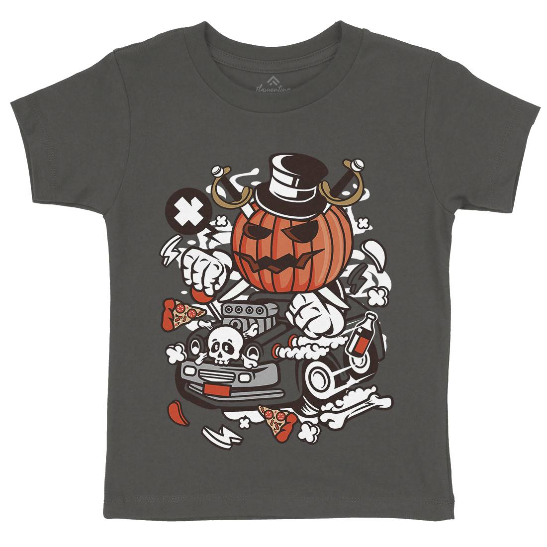 Halloween Hot Rod Kids Organic Crew Neck T-Shirt Cars C132