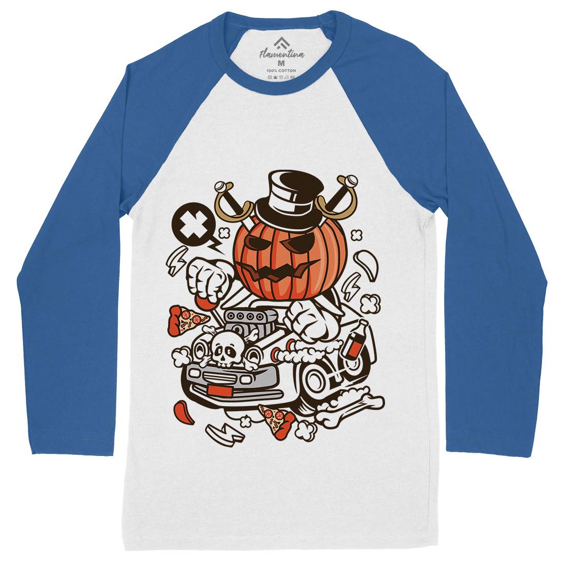 Halloween Hot Rod Mens Long Sleeve Baseball T-Shirt Cars C132