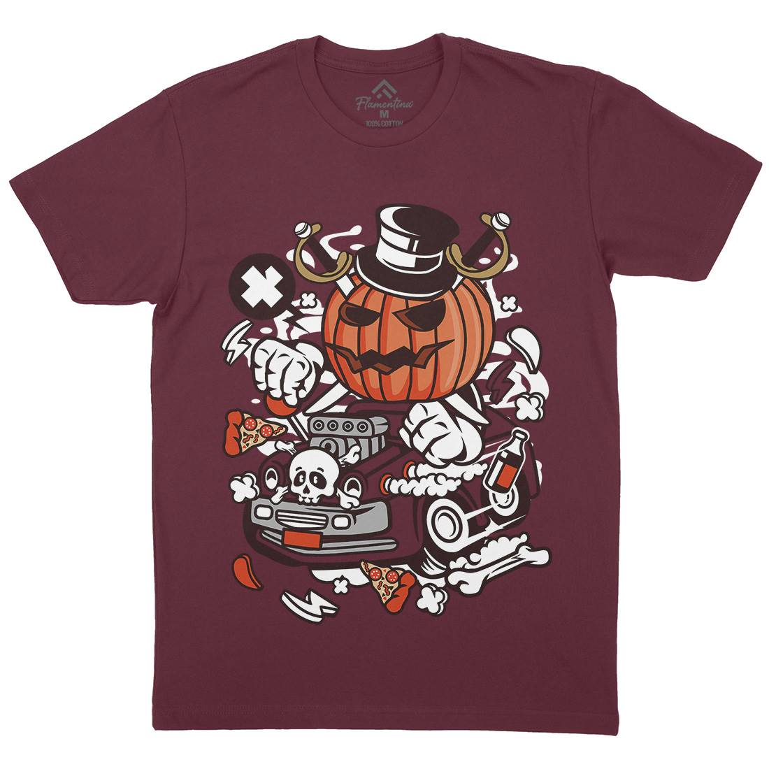 Halloween Hot Rod Mens Organic Crew Neck T-Shirt Cars C132