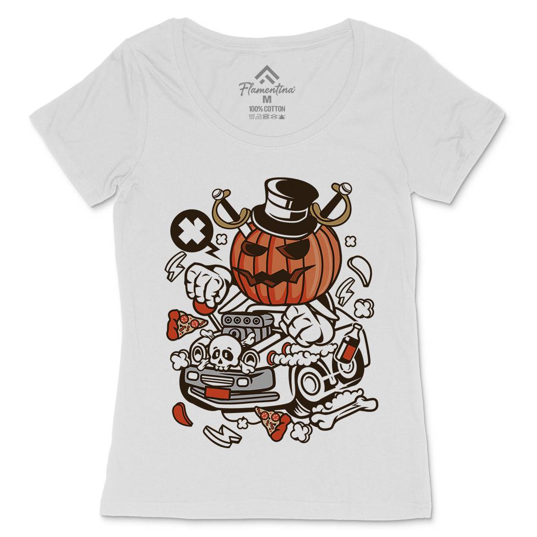 Halloween Hot Rod Womens Scoop Neck T-Shirt Cars C132
