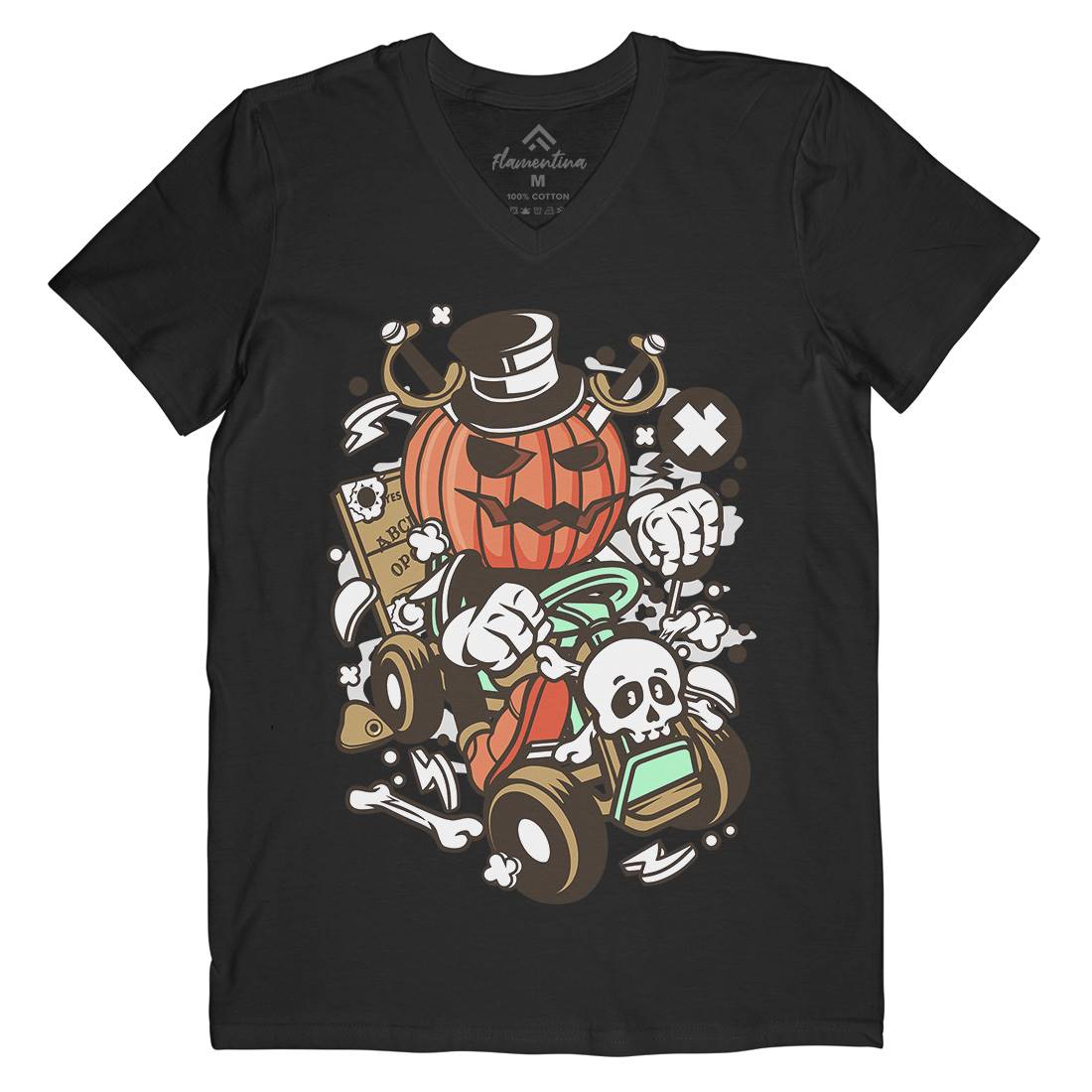 Ride Mens Organic V-Neck T-Shirt Halloween C133