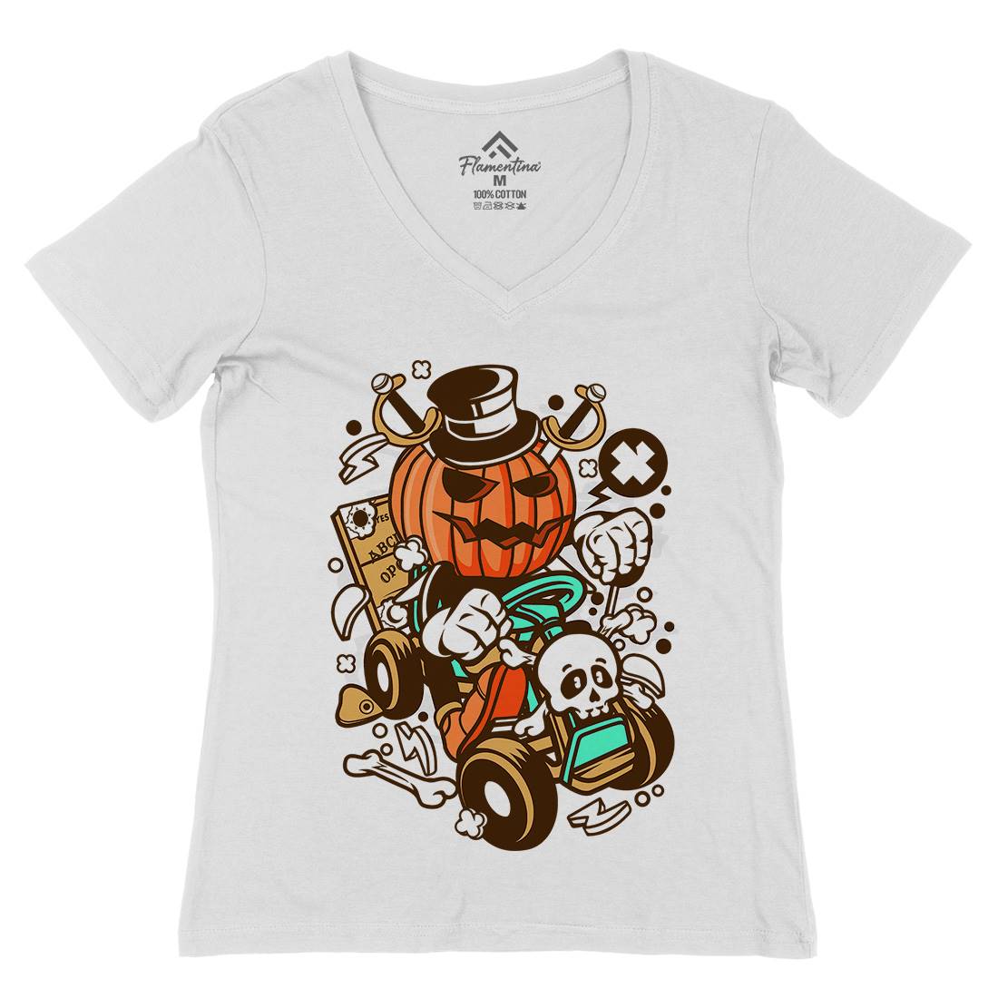 Ride Womens Organic V-Neck T-Shirt Halloween C133
