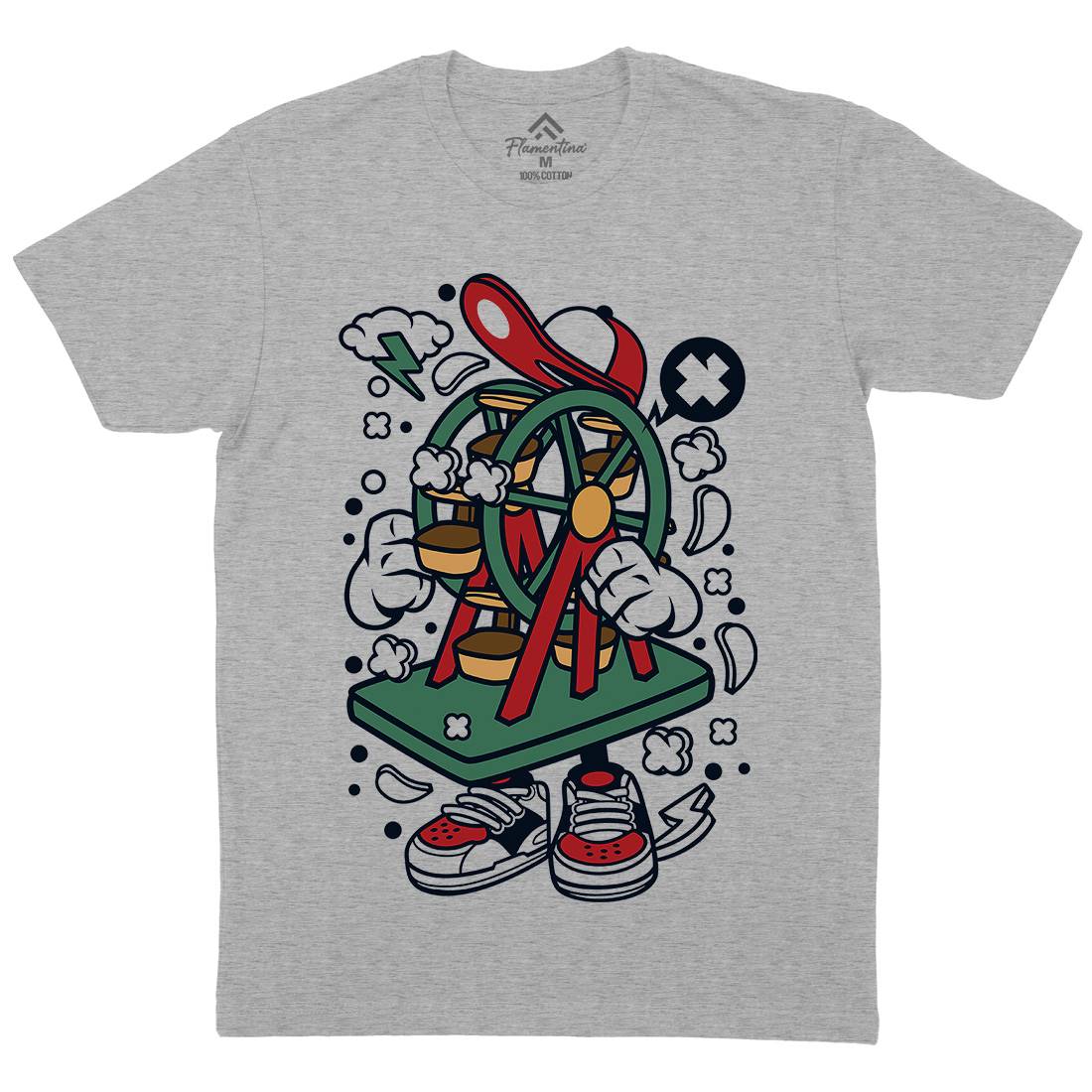 High Roller Mens Organic Crew Neck T-Shirt Retro C134