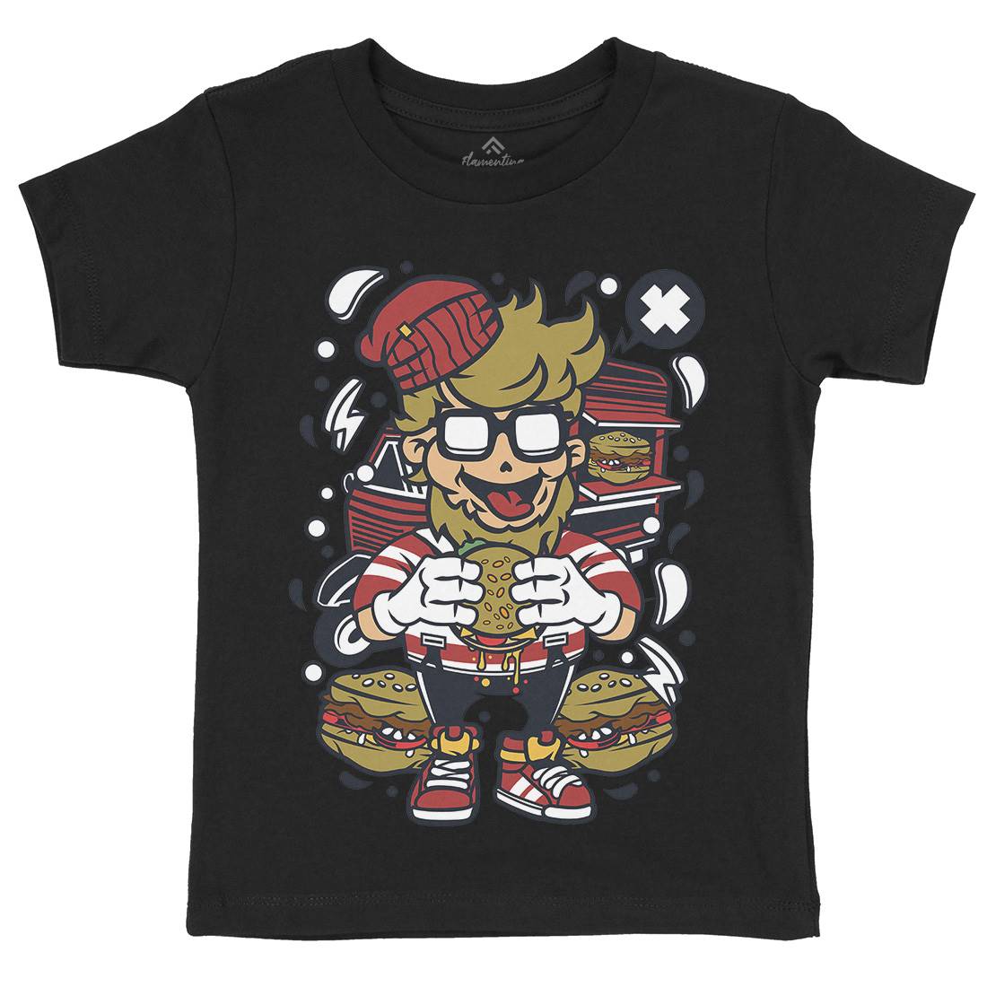 Hipster Burger Kids Organic Crew Neck T-Shirt Barber C135