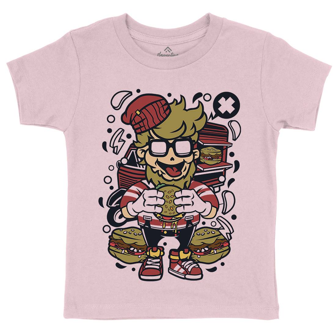 Hipster Burger Kids Crew Neck T-Shirt Barber C135