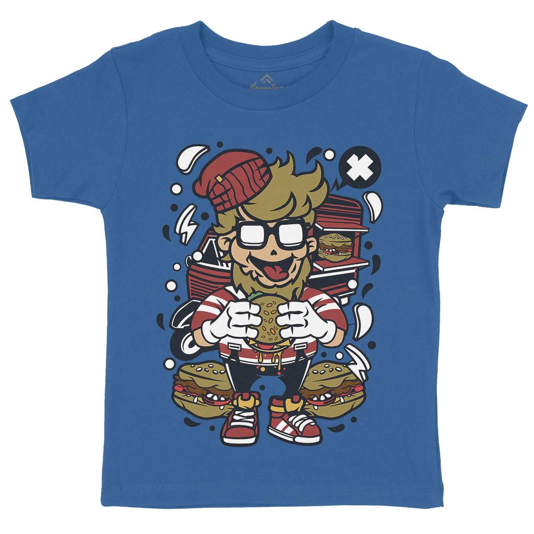 Hipster Burger Kids Crew Neck T-Shirt Barber C135