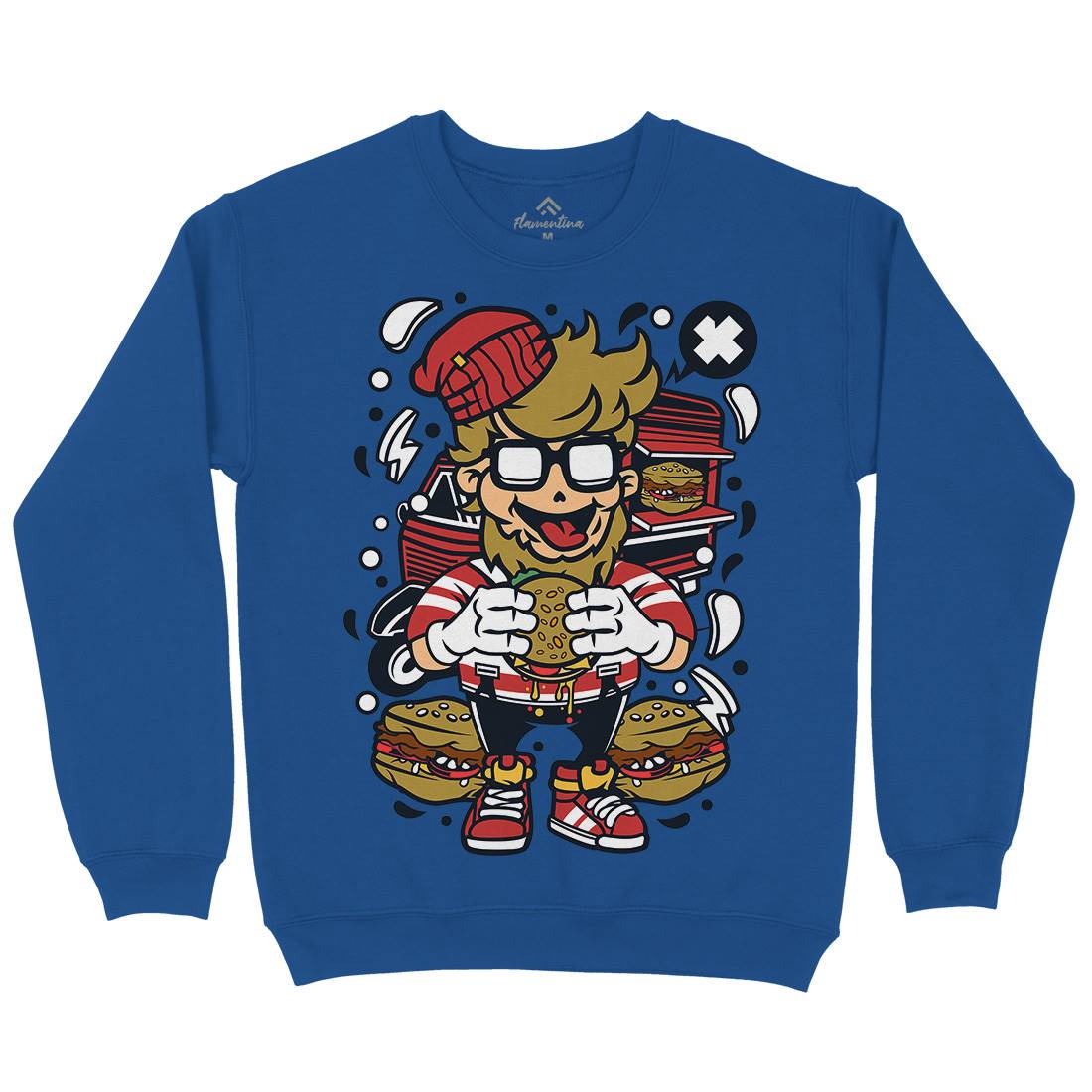 Hipster Burger Kids Crew Neck Sweatshirt Barber C135