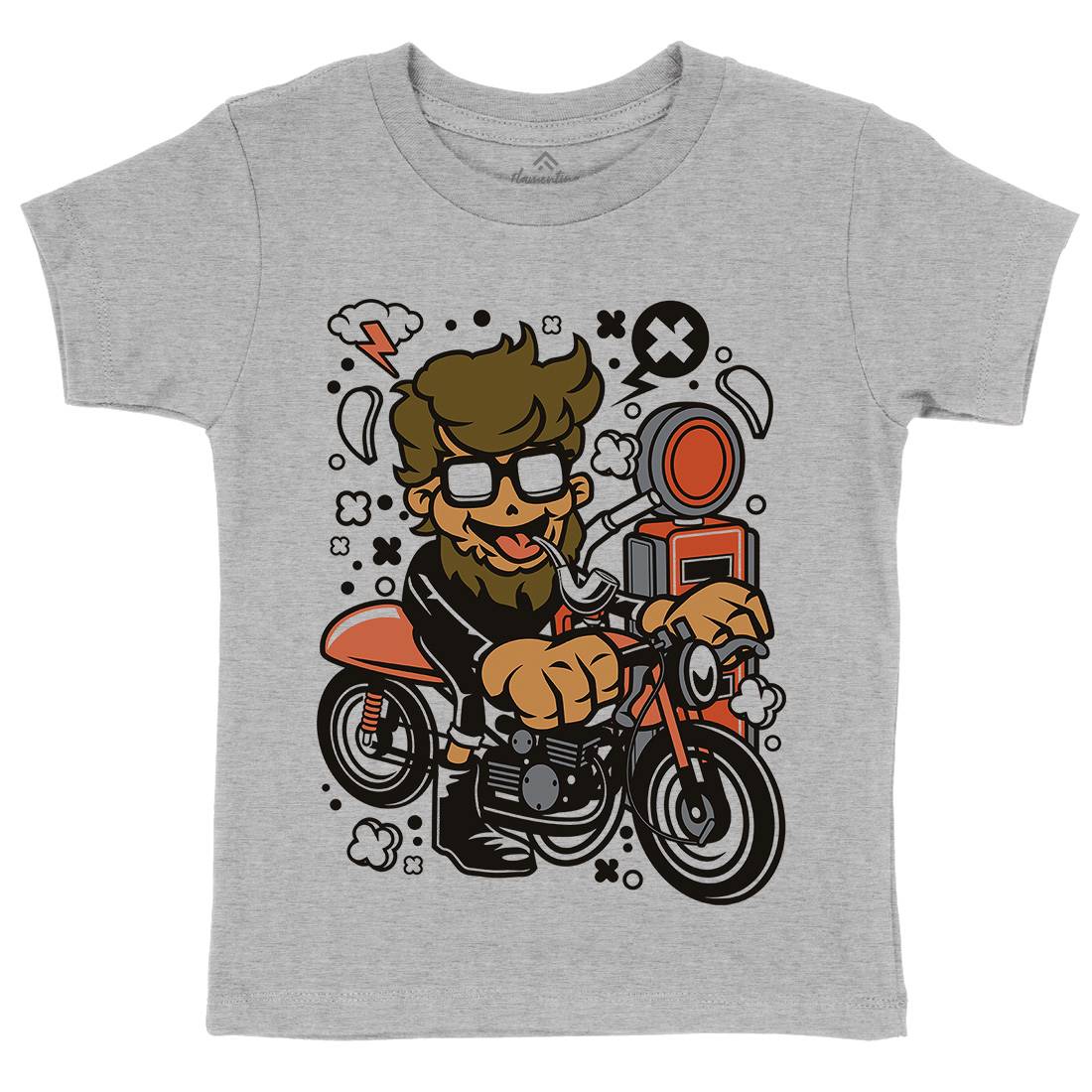 Hipster Caferacer Kids Crew Neck T-Shirt Barber C136