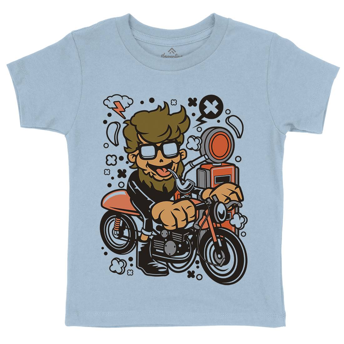 Hipster Caferacer Kids Crew Neck T-Shirt Barber C136