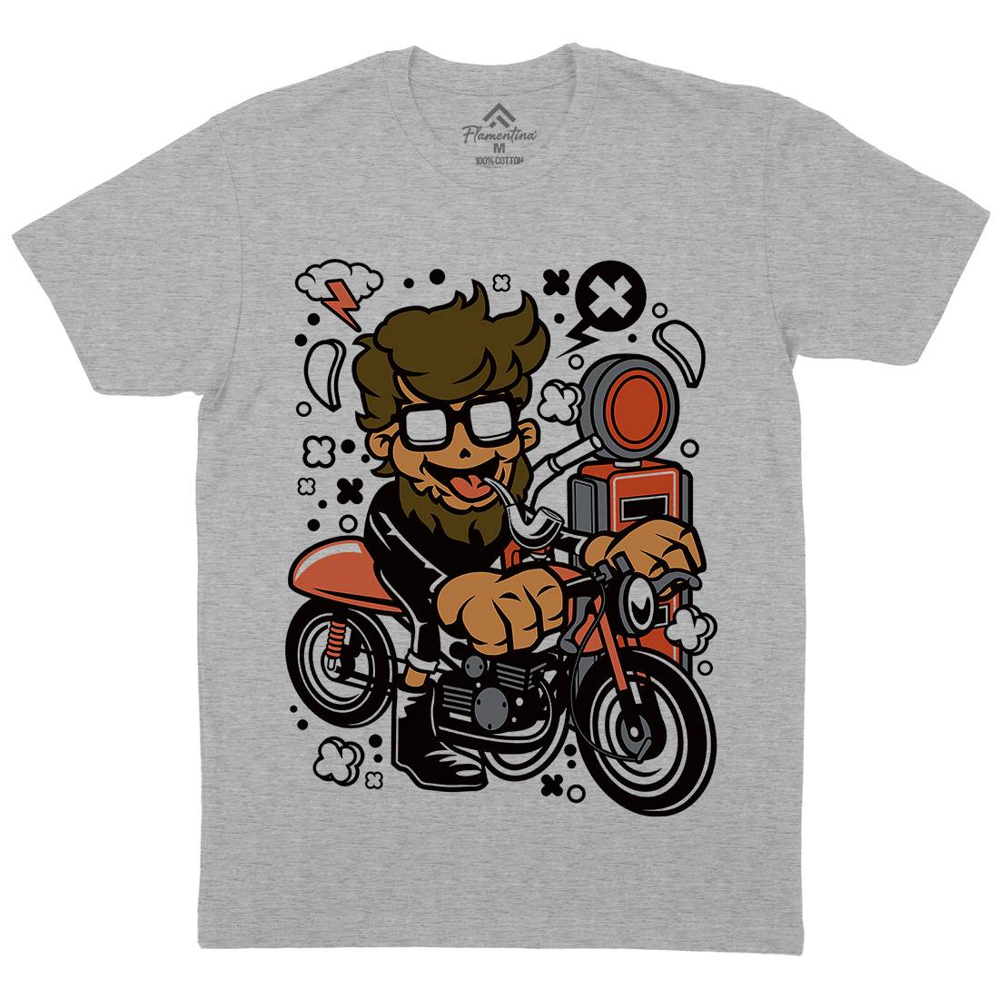Hipster Caferacer Mens Crew Neck T-Shirt Barber C136