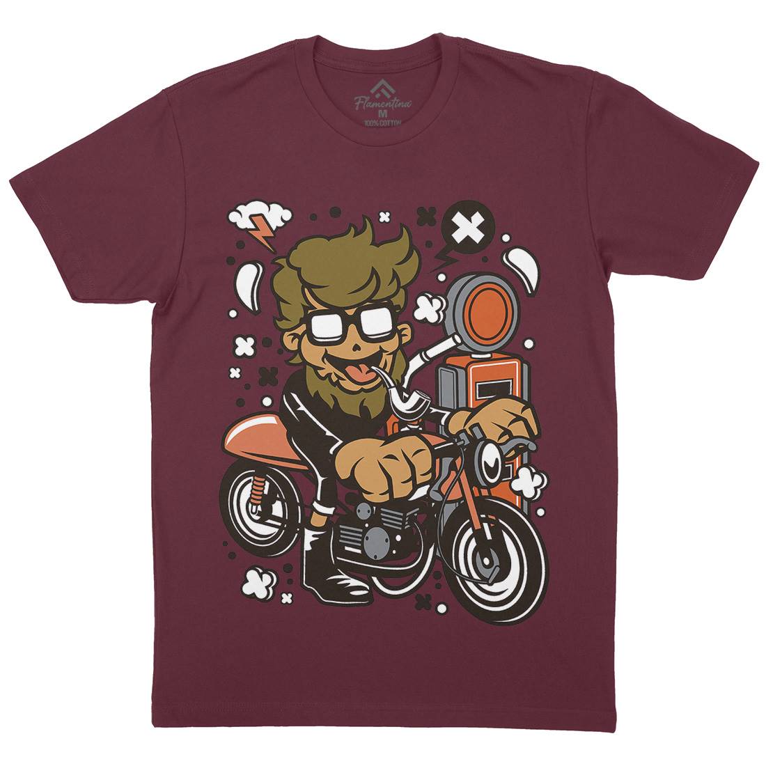 Hipster Caferacer Mens Organic Crew Neck T-Shirt Barber C136