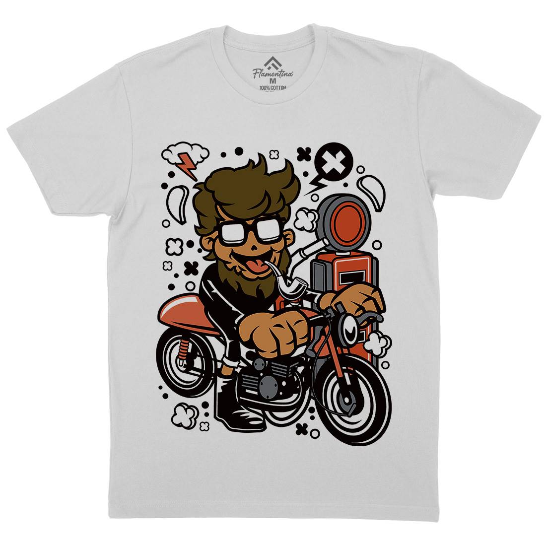 Hipster Caferacer Mens Crew Neck T-Shirt Barber C136
