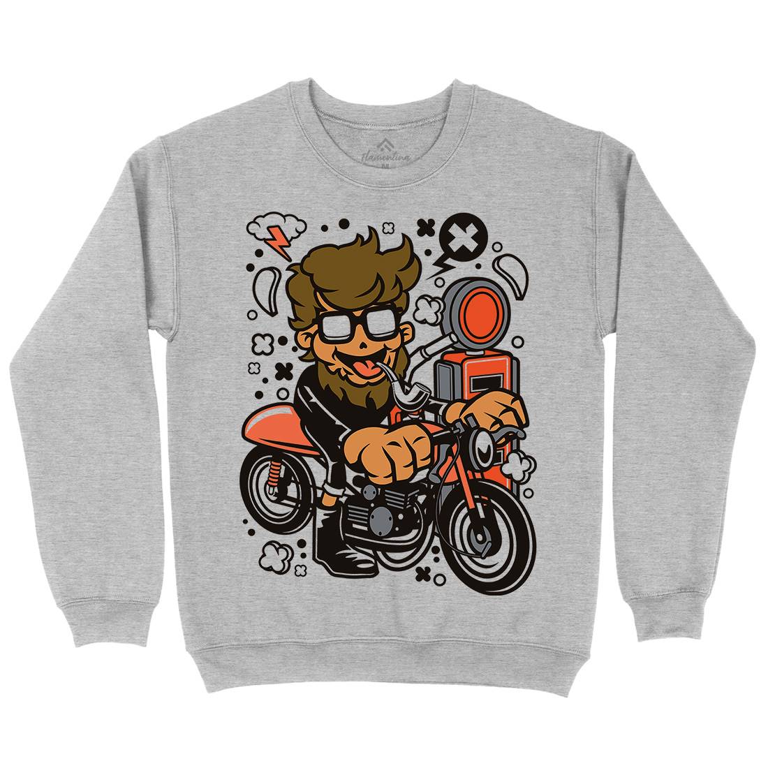 Hipster Caferacer Kids Crew Neck Sweatshirt Barber C136