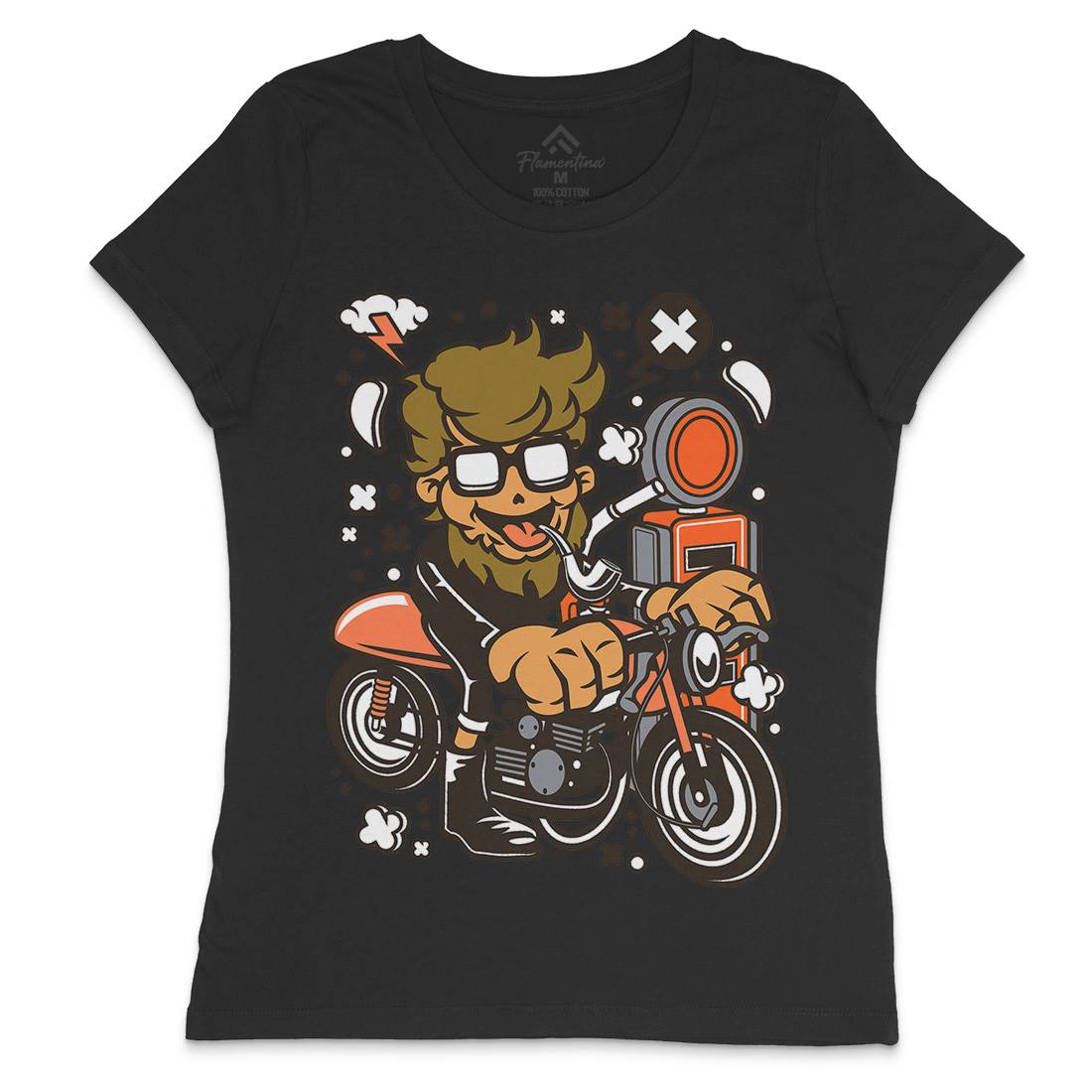 Hipster Caferacer Womens Crew Neck T-Shirt Barber C136