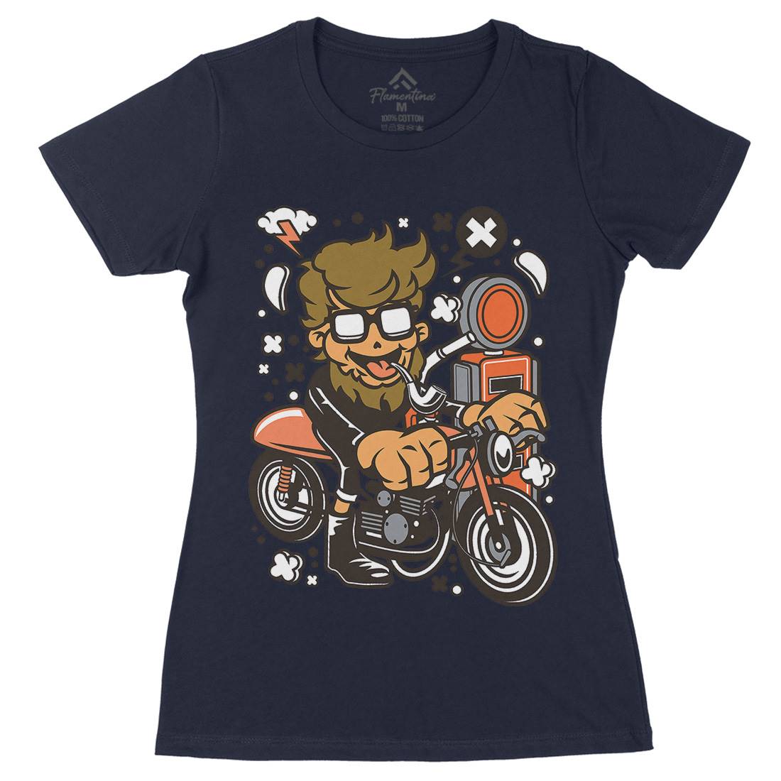 Hipster Caferacer Womens Organic Crew Neck T-Shirt Barber C136
