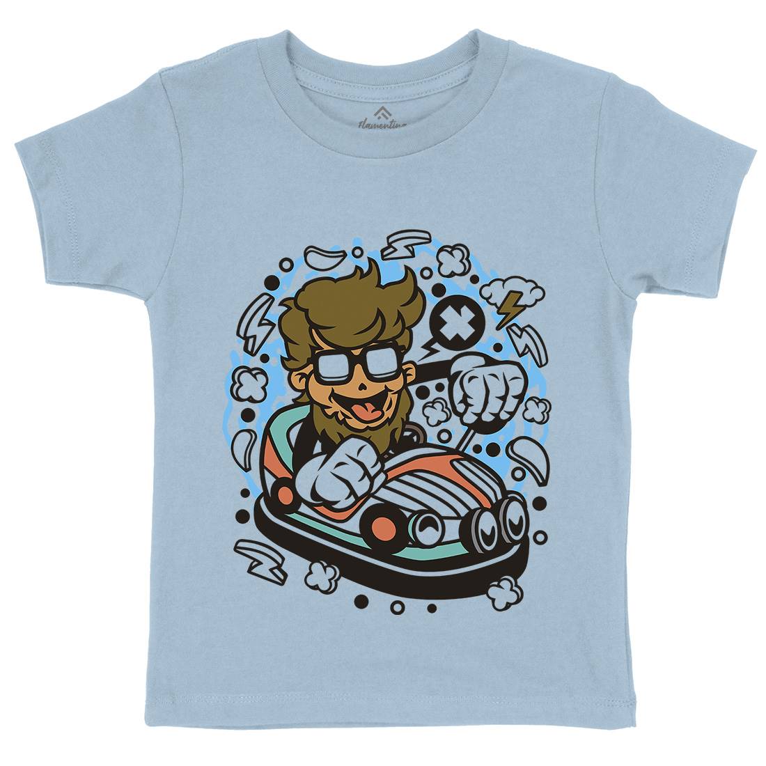 Hipster Car Toy Kids Organic Crew Neck T-Shirt Barber C137