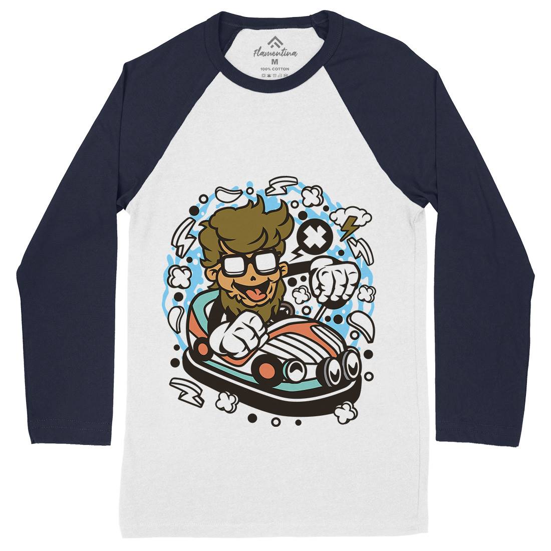 Hipster Car Toy Mens Long Sleeve Baseball T-Shirt Barber C137