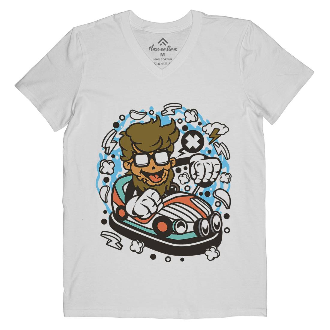 Hipster Car Toy Mens V-Neck T-Shirt Barber C137