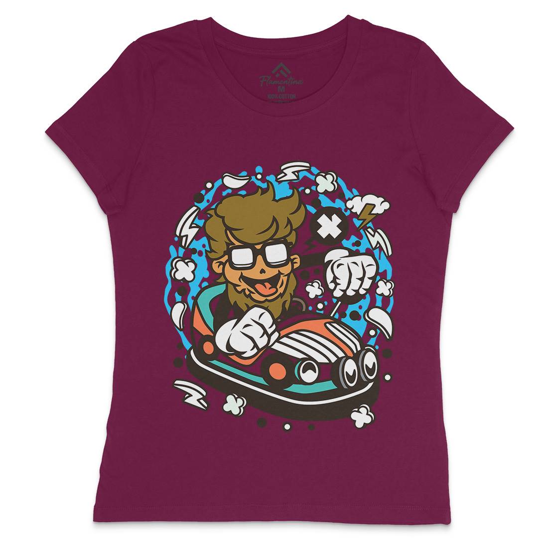 Hipster Car Toy Womens Crew Neck T-Shirt Barber C137