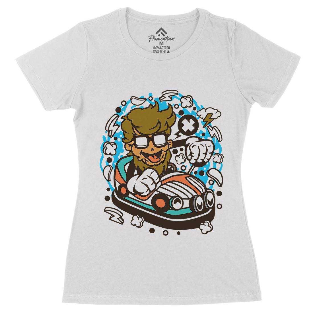 Hipster Car Toy Womens Organic Crew Neck T-Shirt Barber C137