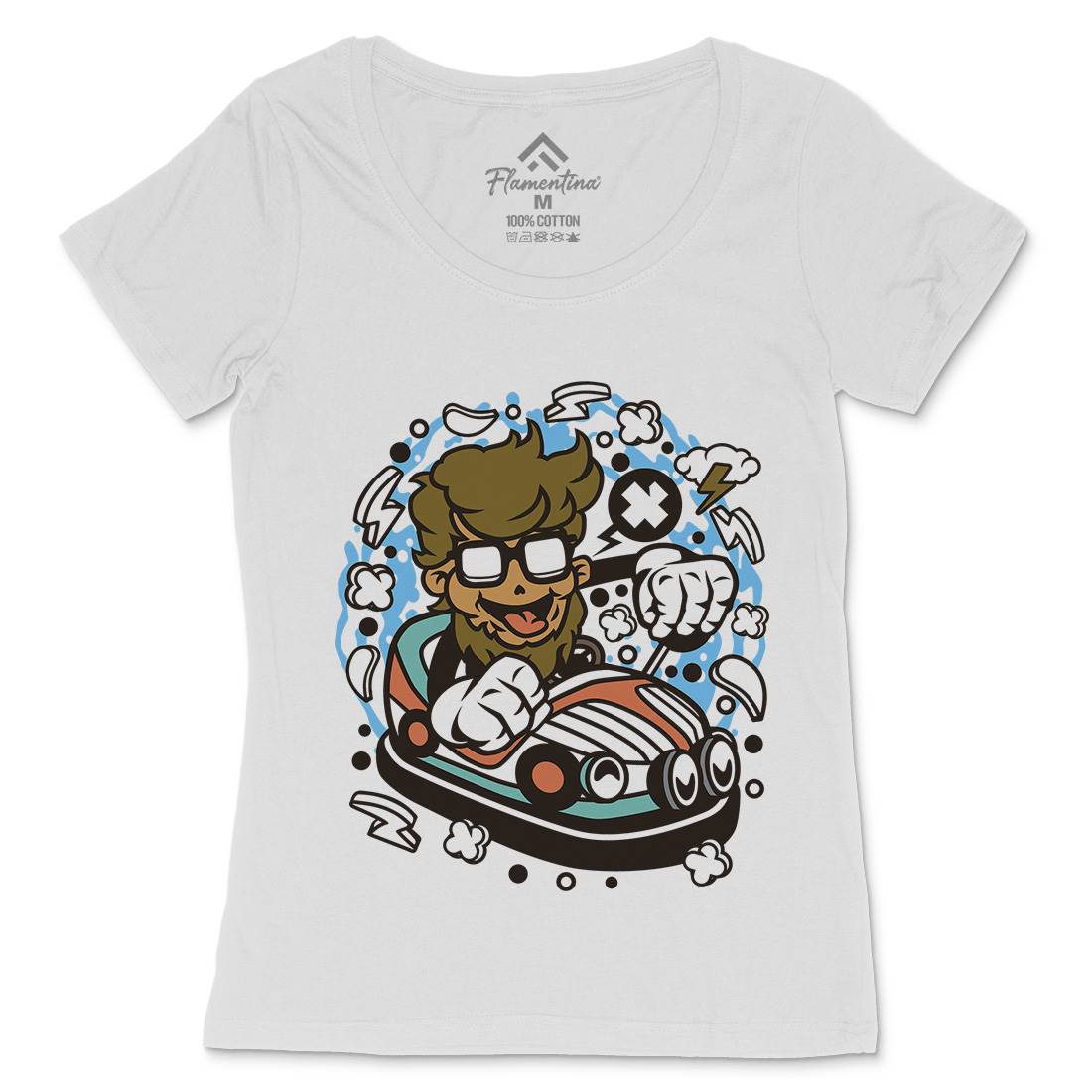Hipster Car Toy Womens Scoop Neck T-Shirt Barber C137