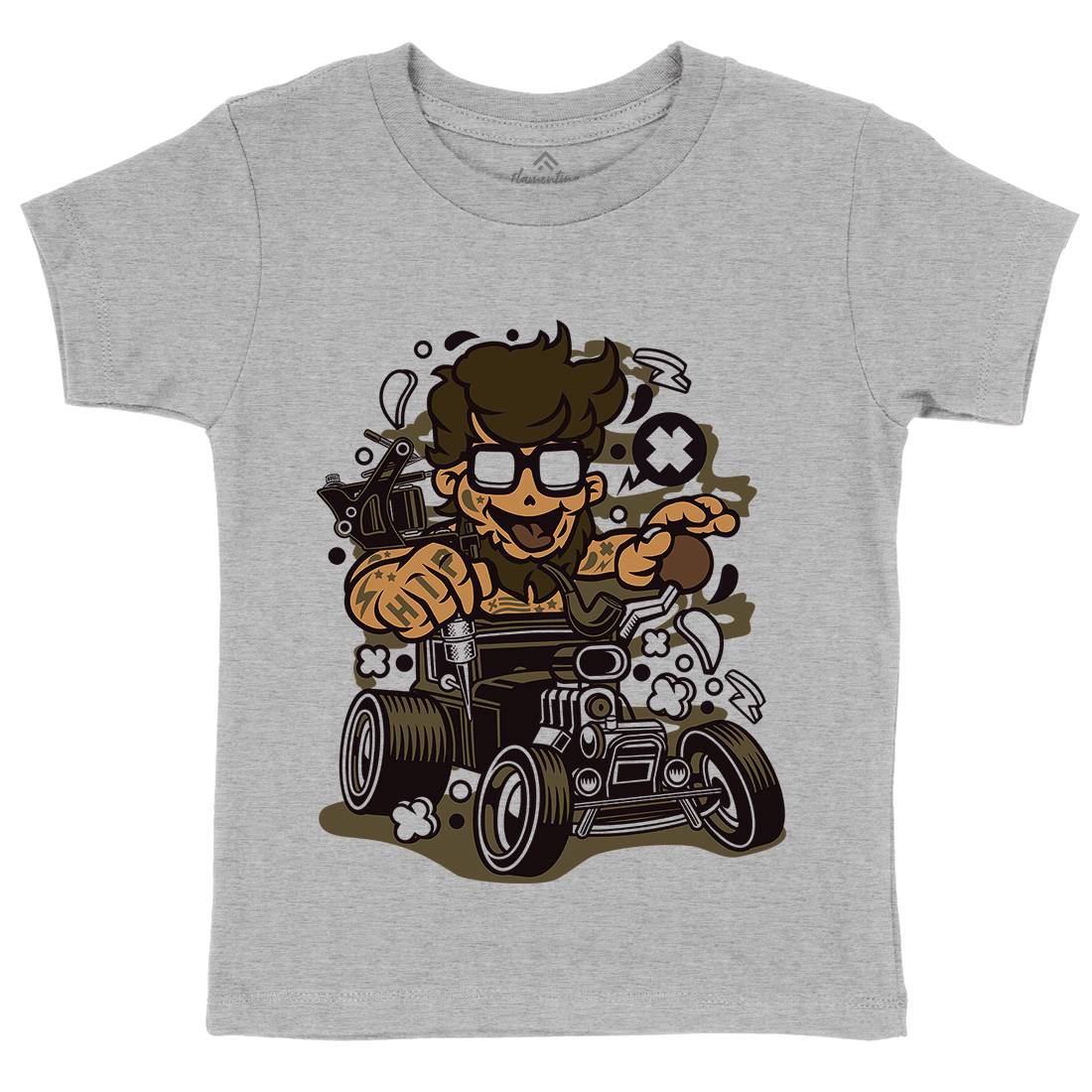 Hipster Hotrod Kids Crew Neck T-Shirt Barber C138