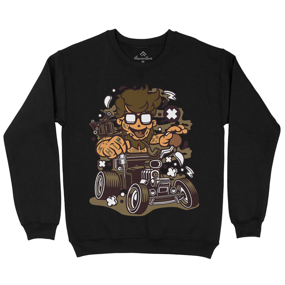 Hipster Hotrod Mens Crew Neck Sweatshirt Barber C138