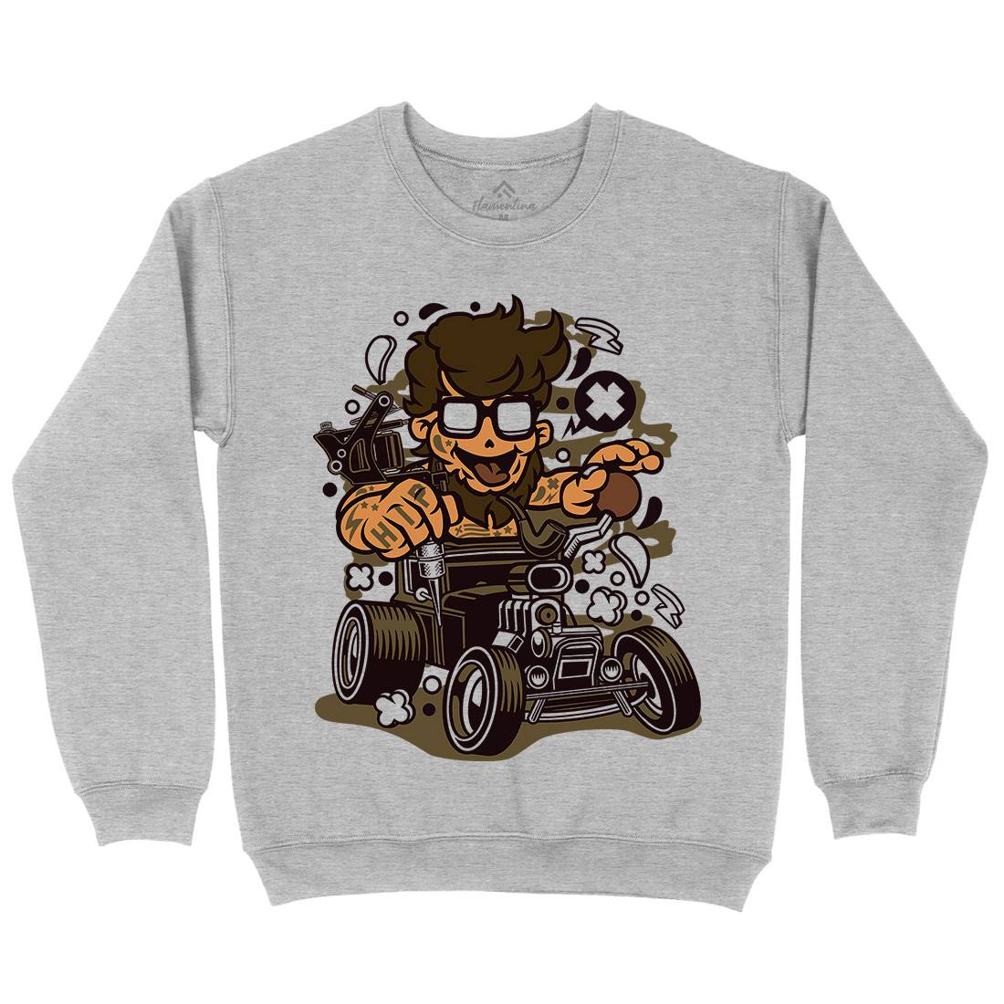 Hipster Hotrod Kids Crew Neck Sweatshirt Barber C138