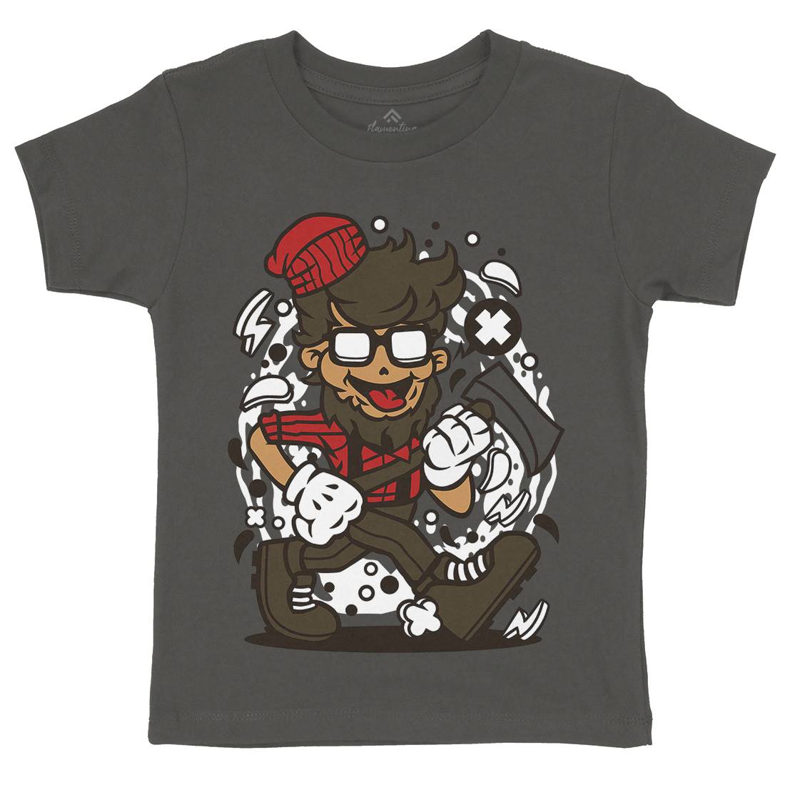 Hipster Lumberjack Kids Organic Crew Neck T-Shirt Barber C139