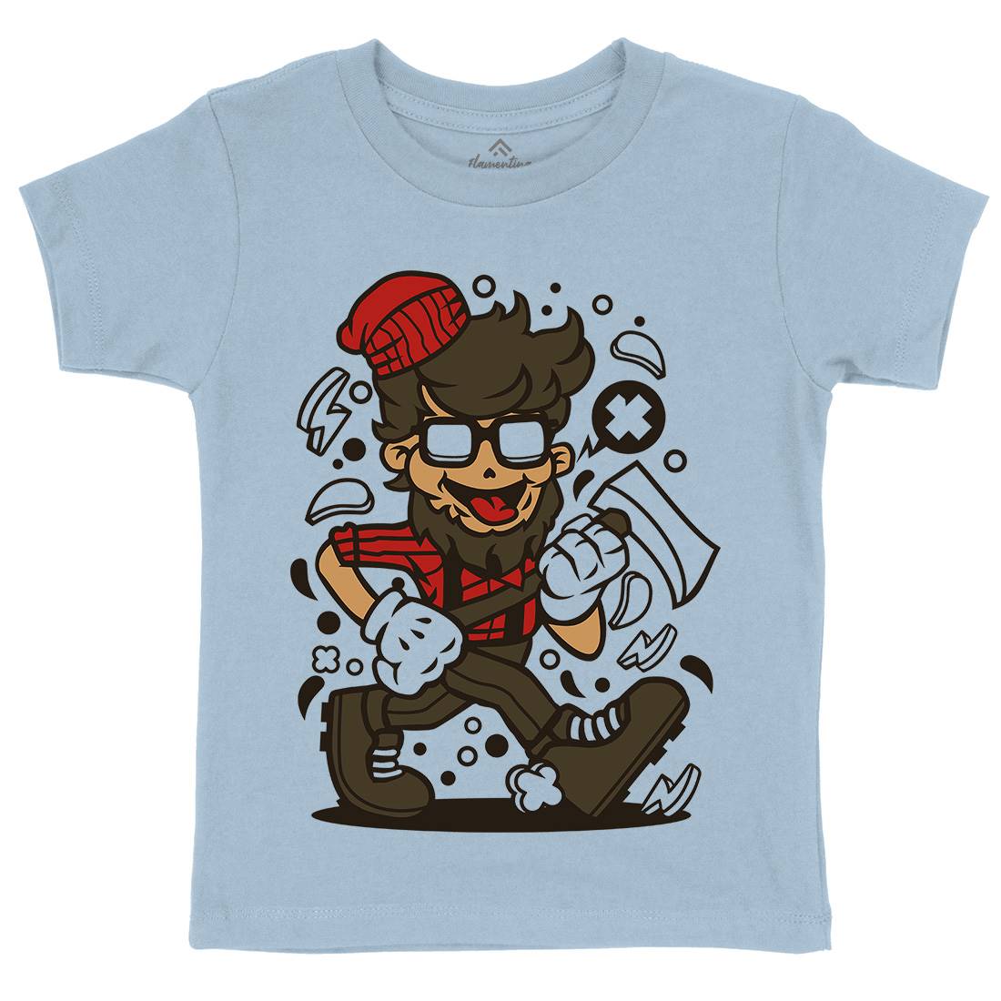 Hipster Lumberjack Kids Crew Neck T-Shirt Barber C139