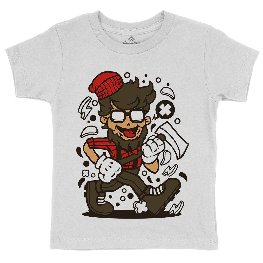 Hipster Lumberjack Kids Crew Neck T-Shirt Barber C139