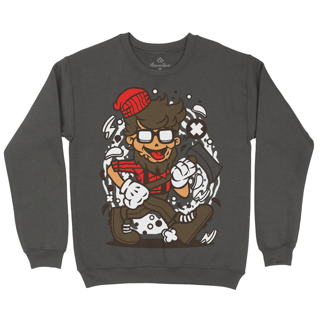 Hipster Lumberjack Kids Crew Neck Sweatshirt Barber C139
