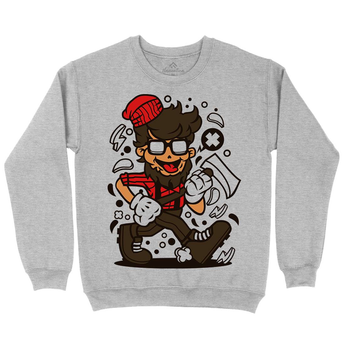 Hipster Lumberjack Kids Crew Neck Sweatshirt Barber C139