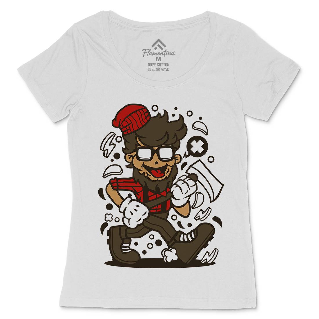 Hipster Lumberjack Womens Scoop Neck T-Shirt Barber C139