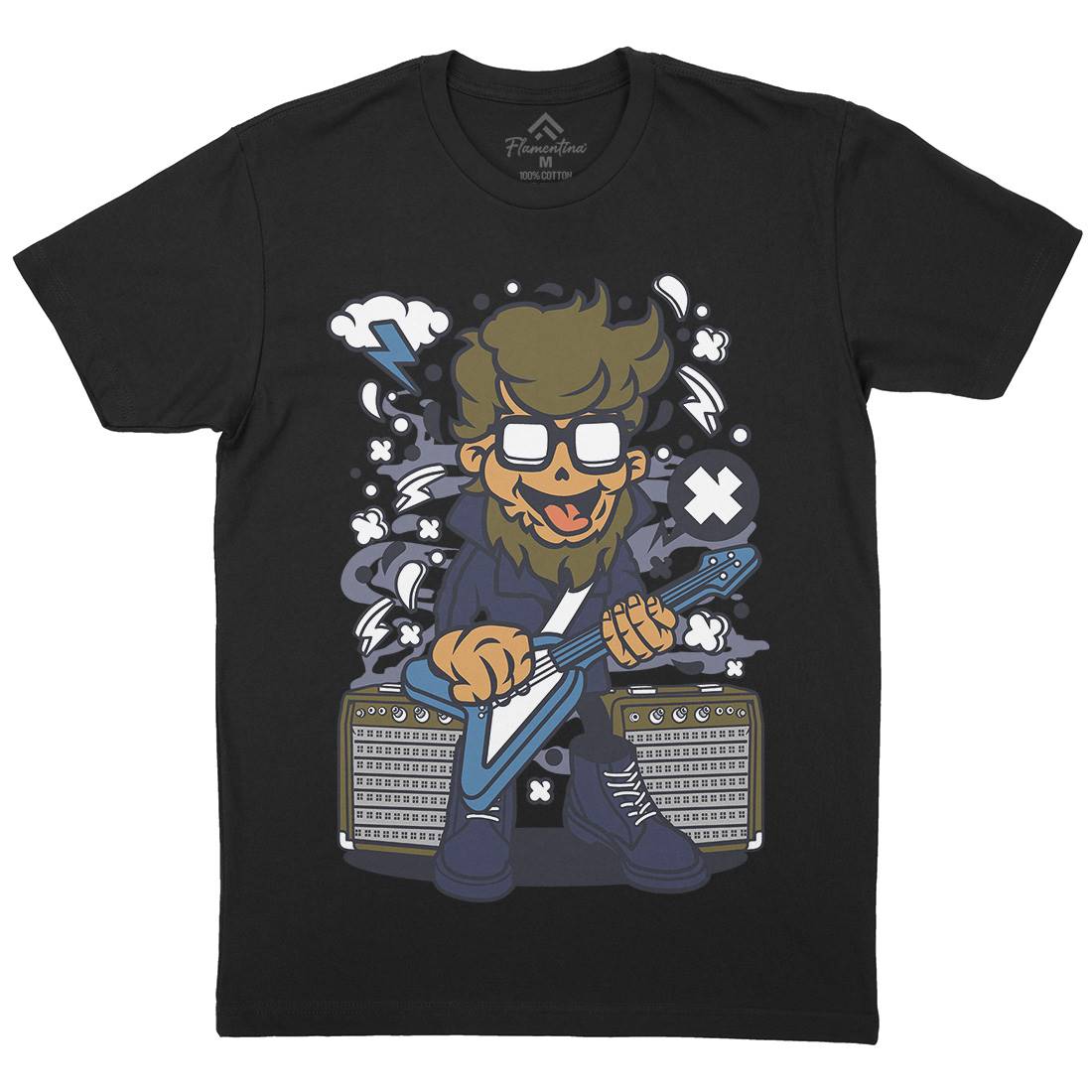 Hipster Rock Star Mens Organic Crew Neck T-Shirt Barber C140